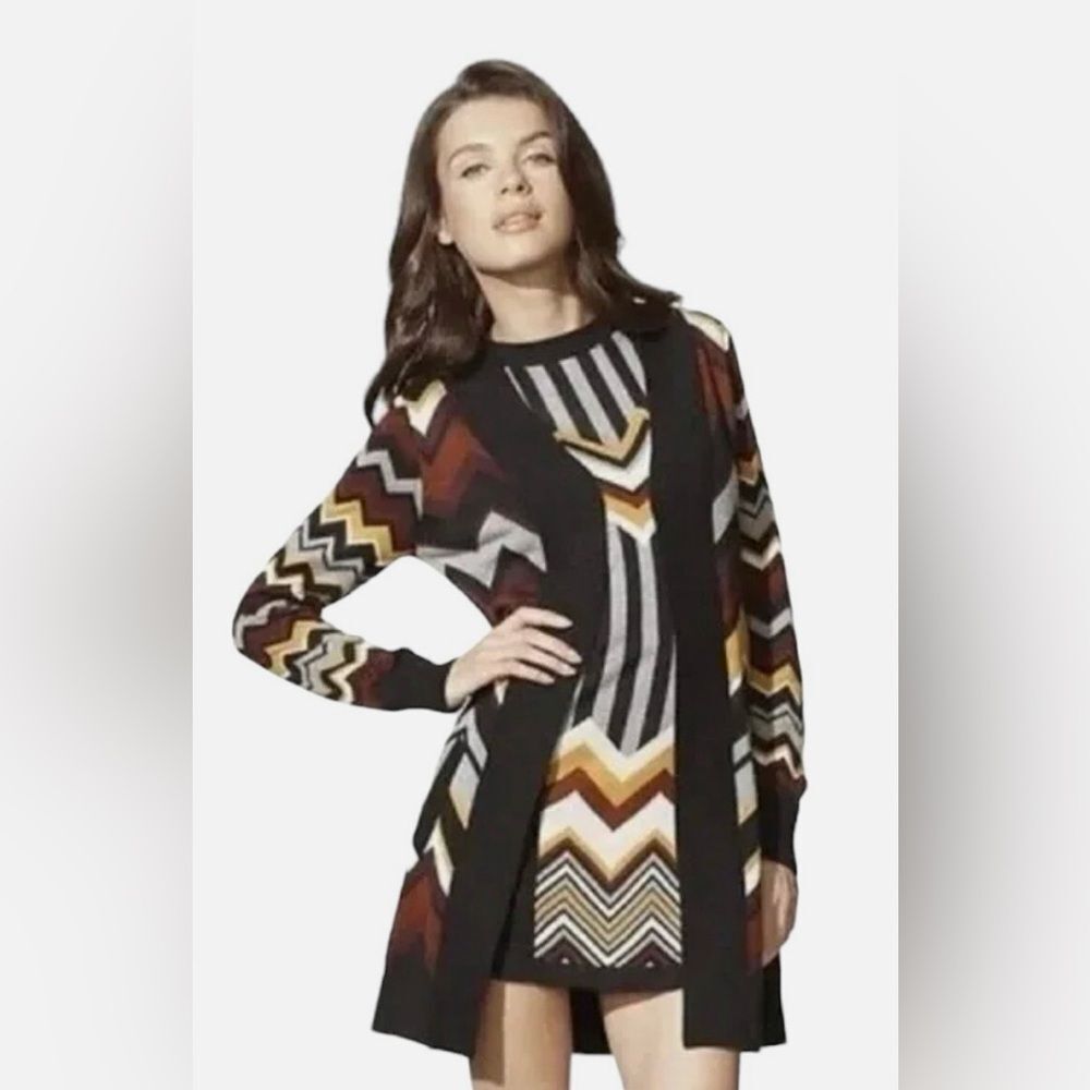 Missoni Multicolor Chevron Knit open front cardigan, M
